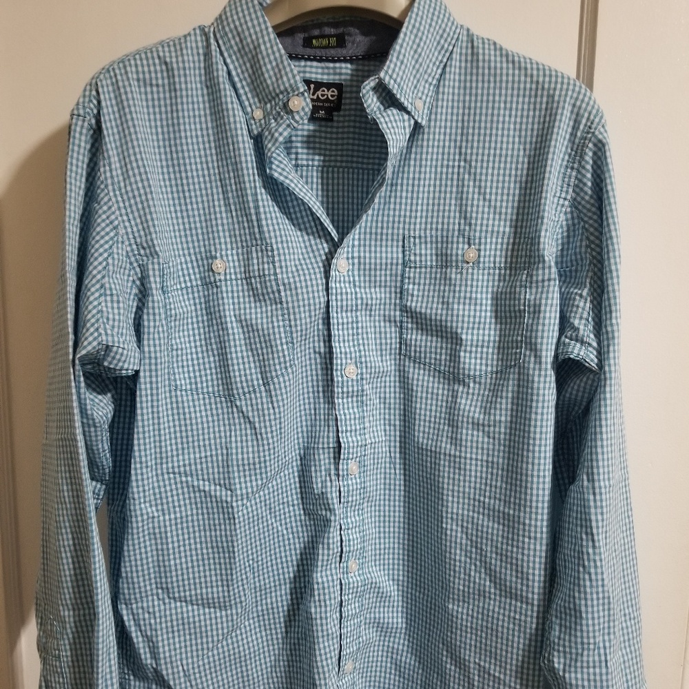 Lee Teal casual dress shirt Motion Fit Men's M